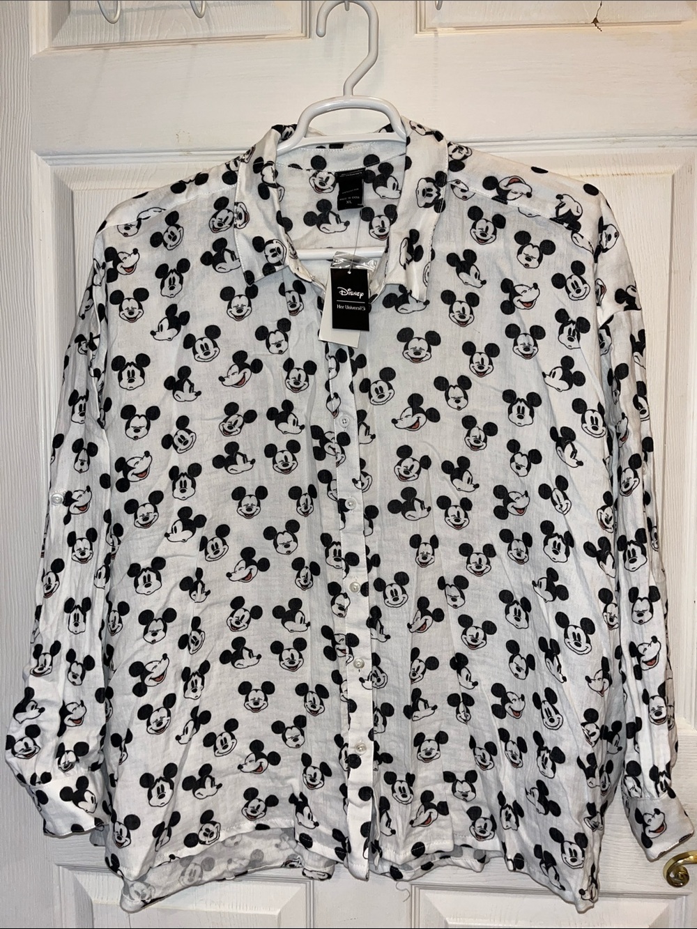 New with Tags! Disney White Shirt with Black Mickey Faces